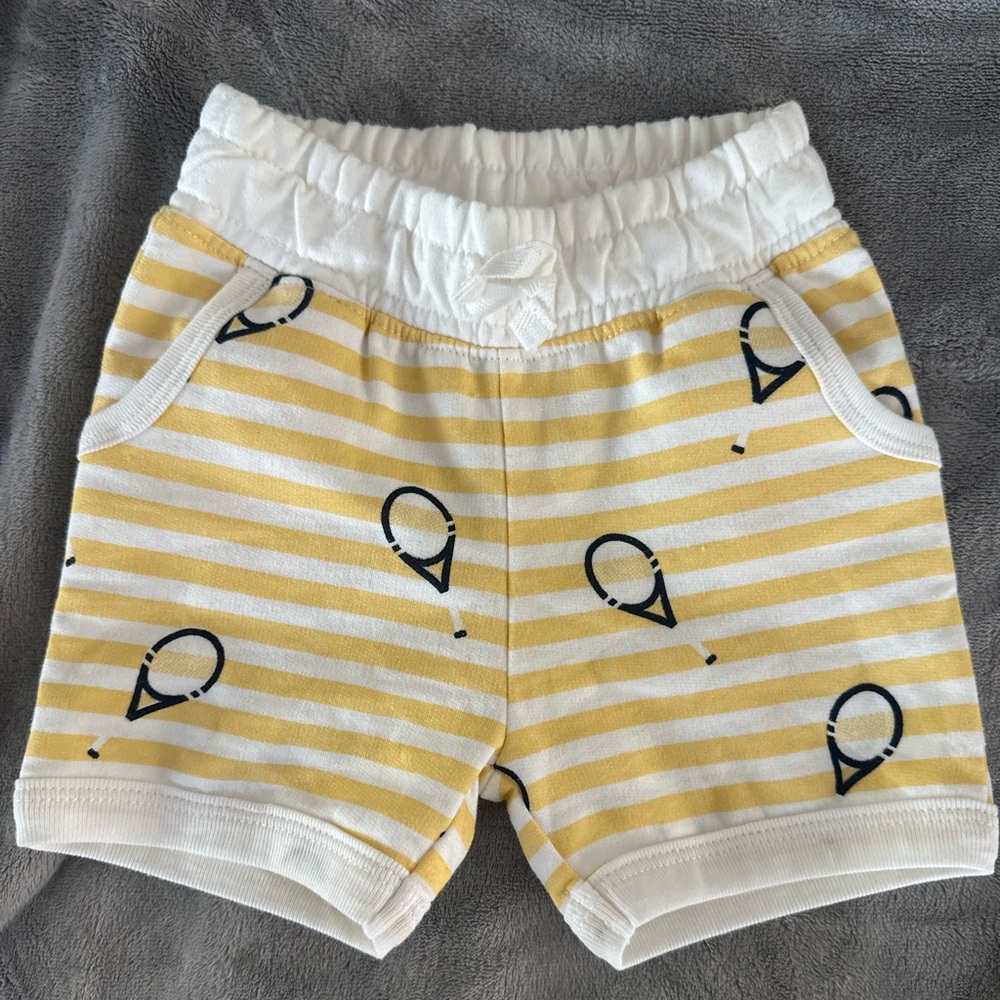 Striped Yellow and White Kids Shorts